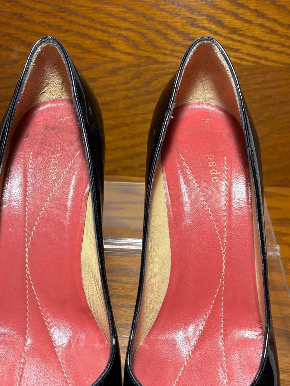 Kate Spade ITALY MADE Black Patent Leather Block Heel Pumps Size 6